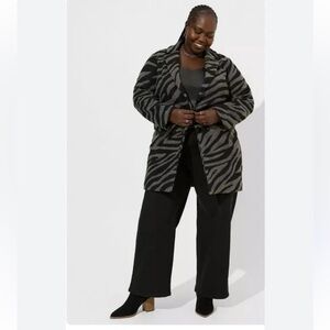 Torrid Black Gray Zebra jacquard blazer Coat tiger wave NEW lined pockets 4X